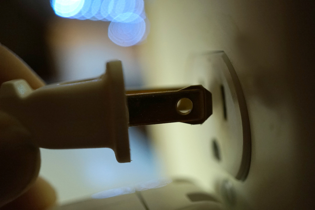 Close up shot of electrical outlet. Surge protection.