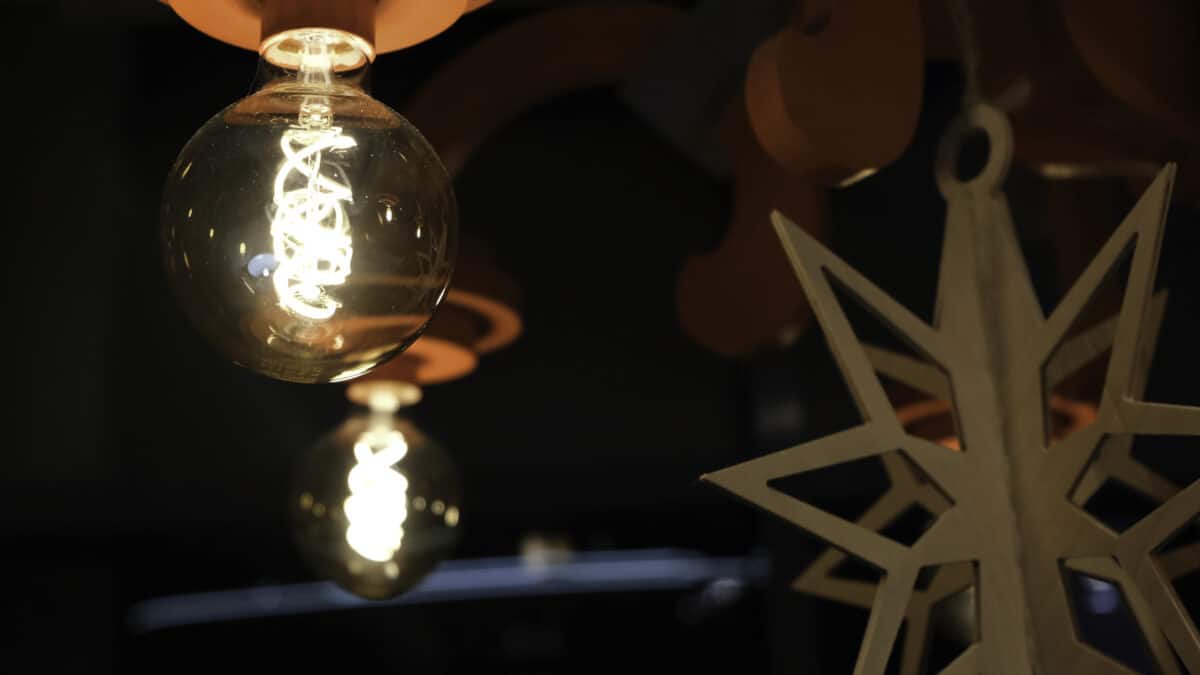 Flickering lights with decor at background.