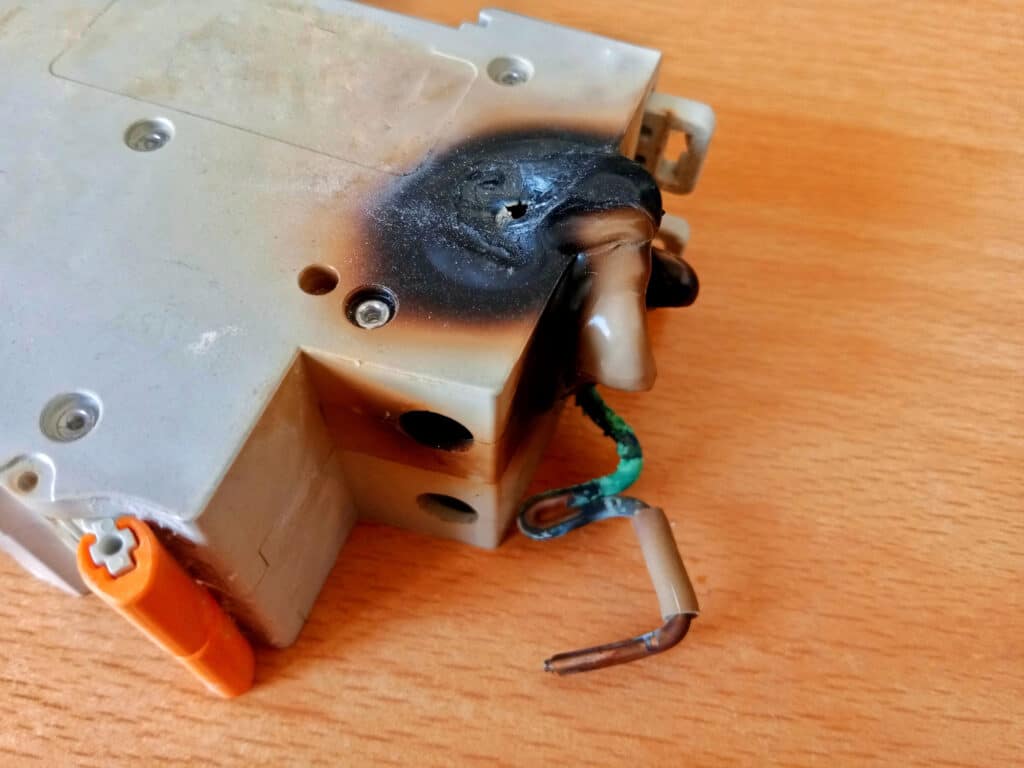 Burnt electrical equipment indicates a need for electrical upgrades.