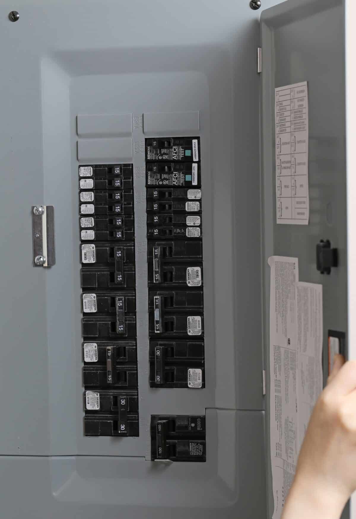 Breaker panel labeling.