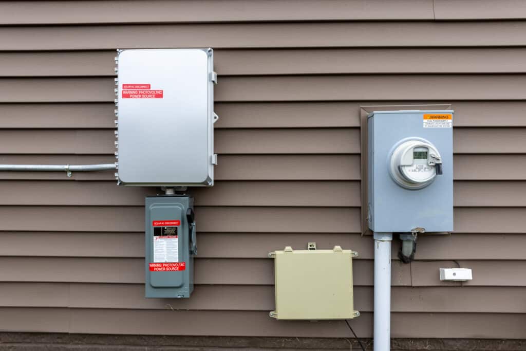 Meter socket upgrade, home solar power inverter and breaker.