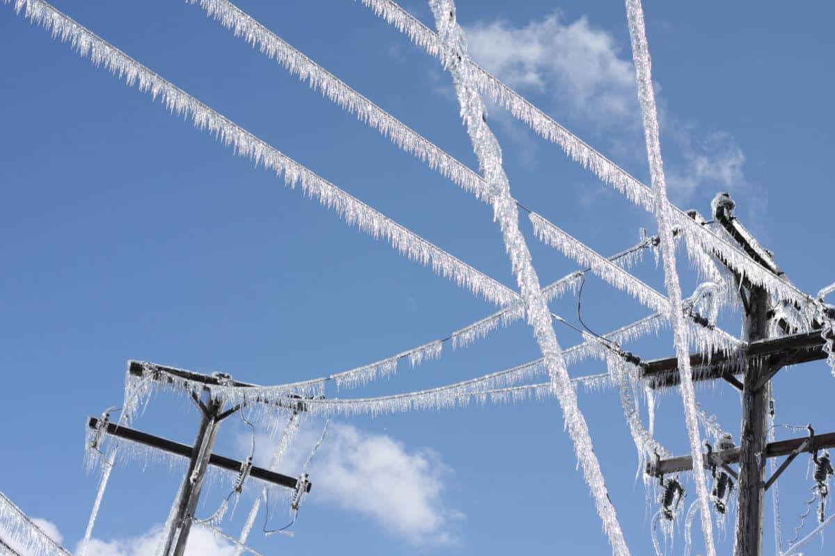 Frozen power lines.